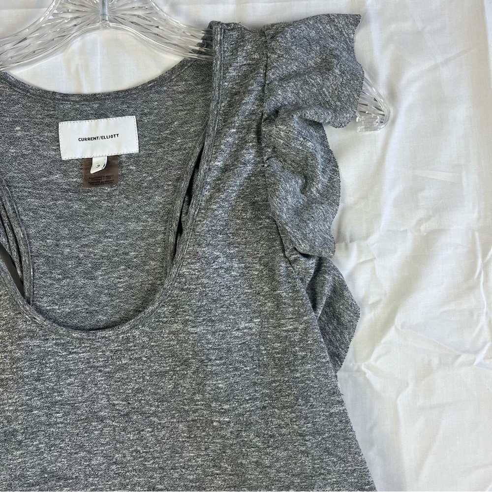 CURRENT/ELLIOTT • Gray Ruffle Racer back Top Size 3 (Large) - Picture 3 of 8